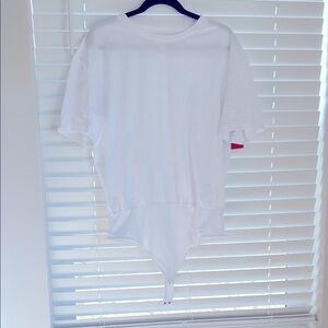 Spanx White Short Sleeve Bodysuit tshirt Top NWT XL